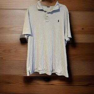 Polo Ralph Lauren Mens XL Blue White Striped Polo Shirt Classic Fit